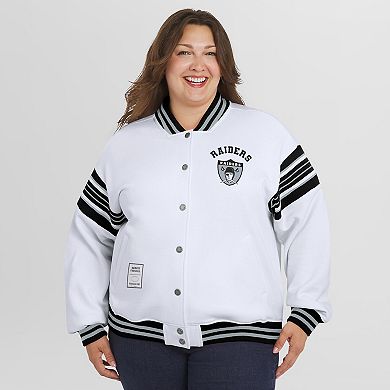 Women's WEAR by Erin Andrews White Las Vegas Raiders Plus Size Full-Snap Fleece Sweatshirt Jacket