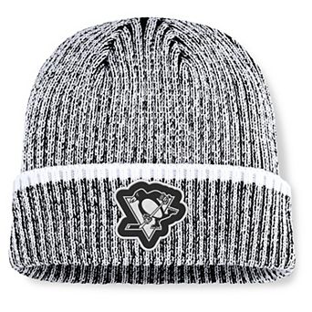 Men's Fanatics Black/White Pittsburgh Penguins Fundamental Haze Cuffed Knit Hat