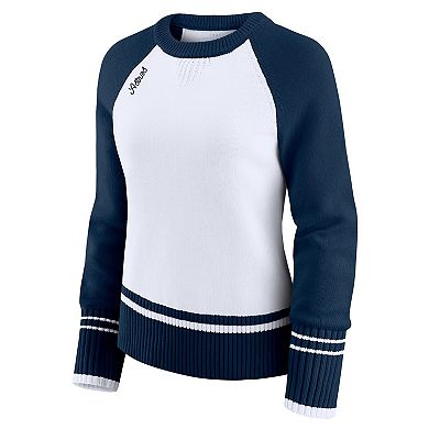 Women's WEAR by Erin Andrews White Houston Astros Colorblock Raglan Sweater