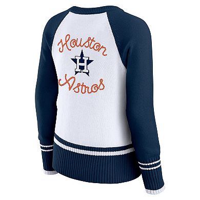 Women's WEAR by Erin Andrews White Houston Astros Colorblock Raglan Sweater