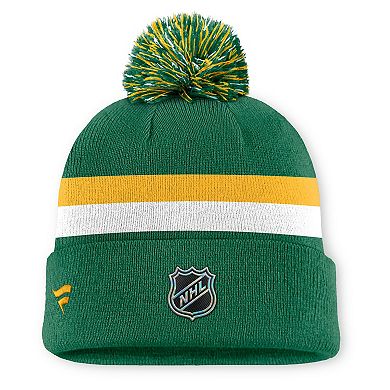 Men's Fanatics Kelly Green Minnesota Wild Alternate Authentic Pro Cuffed Pom Knit Hat