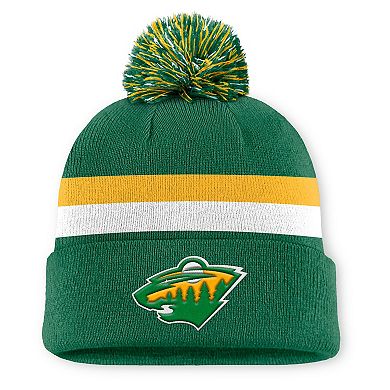 Men's Fanatics Kelly Green Minnesota Wild Alternate Authentic Pro Cuffed Pom Knit Hat