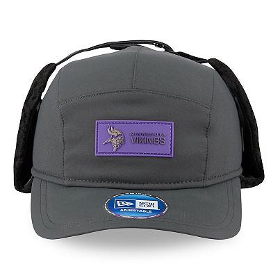 Men's New Era Charcoal Minnesota Vikings 2025 Sideline Cold Weather Runner Dog Ear Adjustable Hat