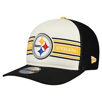 Men's New Era Cream/Black Pittsburgh Steelers Banner A-Frame 9FIFTY Snapback Hat