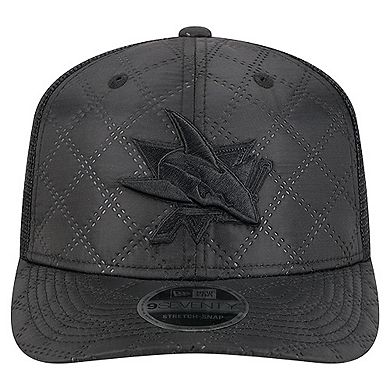 Men's New Era Black San Jose Sharks Quilted Nylon 9SEVENTY Adjustable Trucker Hat