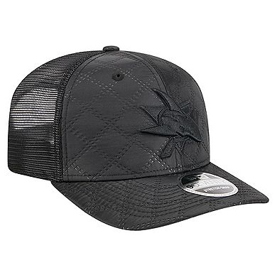 Men's New Era Black San Jose Sharks Quilted Nylon 9SEVENTY Adjustable Trucker Hat