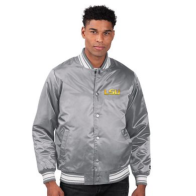 Men's Starter Gray LSU Tigers Core Satin Varsity Full-Snap Jacket