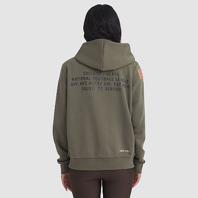 Women's Nike Olive Chicago Bears 2025 Salute to Service Sideline Standard Issue Dri-FIT Hoodie