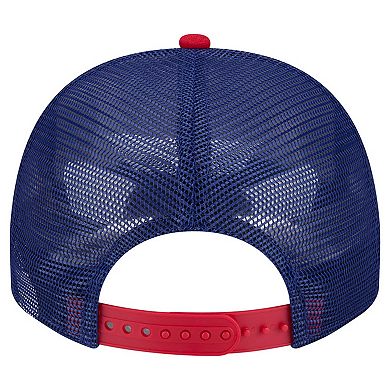 Men's New Era Cream/Royal Texas Rangers Banner A-Frame 9FIFTY Trucker Snapback Hat