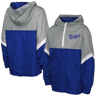 Men's Mitchell & Ness Royal/Gray Los Angeles Dodgers Lightweight Anorak Half-Zip Hoodie