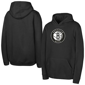 Youth Outerstuff Black Brooklyn Nets Logo Fleece Hoodie