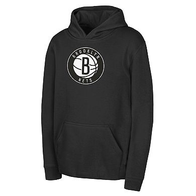 Youth Outerstuff Black Brooklyn Nets Logo Fleece Hoodie