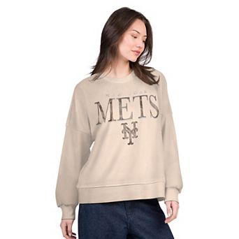 Women's G-III 4Her by Carl Banks Sand New York Mets Oversized Vet II Sweatshirt