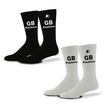 Unisex Starter Black/White Green Bay Packers Assist Socks 2 Pack