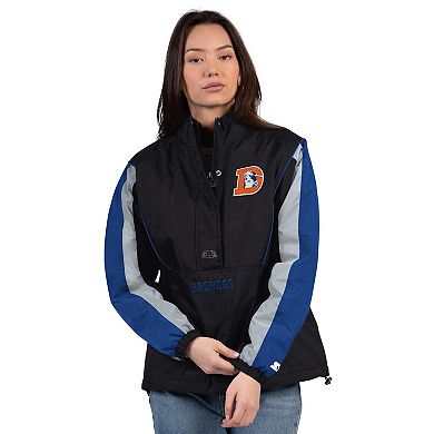 Women's Starter Black/Navy Denver Broncos Thursday Night Gridiron Half-Zip Jacket