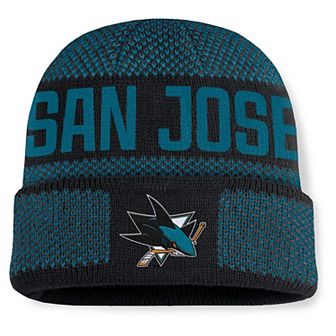 Men's Fanatics Black/Teal San Jose Sharks Fundamentals Shelter Cuffed Knit Hat