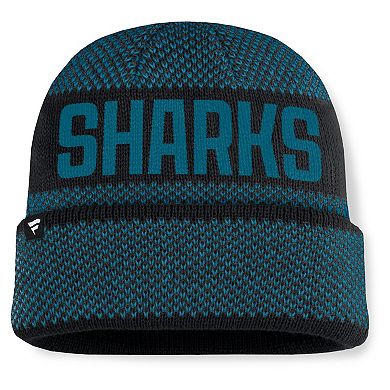 Men's Fanatics Black/Teal San Jose Sharks Fundamentals Shelter Cuffed Knit Hat