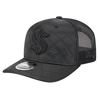 Men's New Era Black Seattle Kraken Quilted Nylon 9SEVENTY Adjustable Trucker Hat