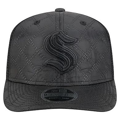 Men's New Era Black Seattle Kraken Quilted Nylon 9SEVENTY Adjustable Trucker Hat