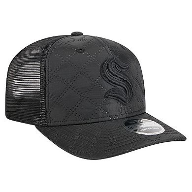 Men's New Era Black Seattle Kraken Quilted Nylon 9SEVENTY Adjustable Trucker Hat