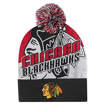 Youth Outerstuff Red Chicago Blackhawks New Edge Cuffed Knit Hat with Pom