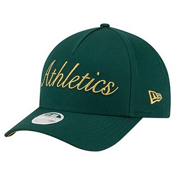 Women's New Era Green Athletics Metallic A-Frame 9FORTY Adjustable Hat
