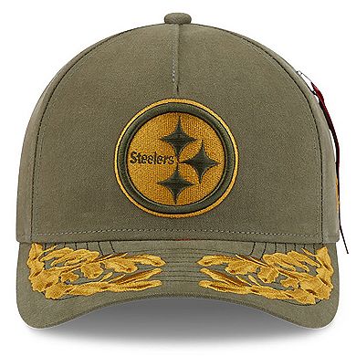 Men's New Era x Alpha Industries Olive Pittsburgh Steelers A-Frame 9FORTY Adjustable Hat