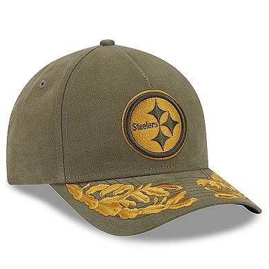 Men's New Era x Alpha Industries Olive Pittsburgh Steelers A-Frame 9FORTY Adjustable Hat