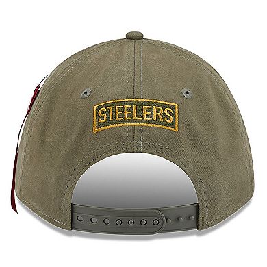 Men's New Era x Alpha Industries Olive Pittsburgh Steelers A-Frame 9FORTY Adjustable Hat