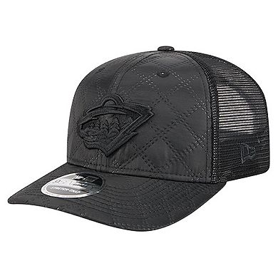 Men's New Era Black Minnesota Wild Quilted Nylon 9SEVENTY Adjustable Trucker Hat