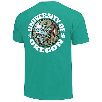 Men's Green Oregon Ducks Comfort Colors Thick Lined Landscape T-Shirt