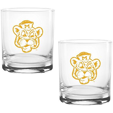 Missouri Tigers Two Pack 14oz. Vault Sketch Rocks Glass Set