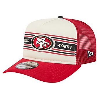 Men's New Era Cream/Scarlet San Francisco 49ers Banner A-Frame 9FIFTY Trucker Snapback Hat