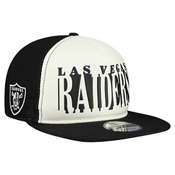 Men's New Era Cream/Black Las Vegas Raiders Cutout A-Frame 9FIFTY Snapback Hat