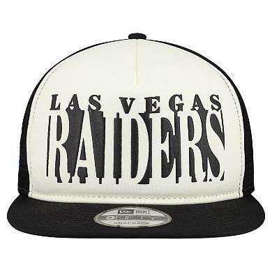 Men's New Era Cream/Black Las Vegas Raiders Cutout A-Frame 9FIFTY Snapback Hat