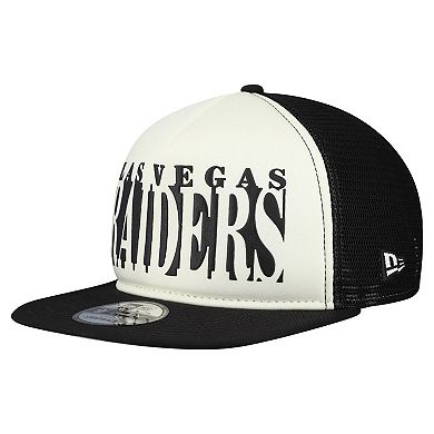 Men's New Era Cream/Black Las Vegas Raiders Cutout A-Frame 9FIFTY Snapback Hat