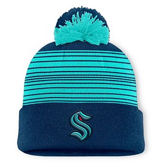 Men's Fanatics Deep Sea Blue Seattle Kraken Fundamental Spirit Cuffed Pom Knit Hat