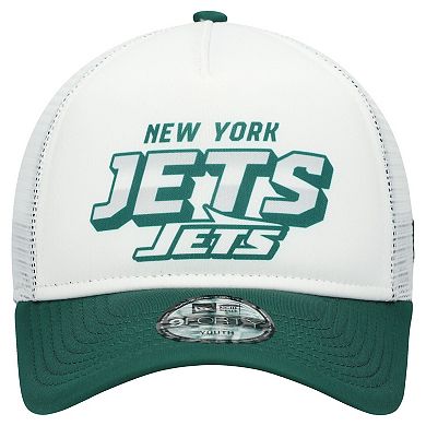 Youth New Era White/Green New York Jets Streak 9FORTY A-Frame Adjustable Hat