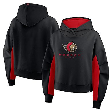 Women's Fanatics Black Ottawa Senators Back Check Boxy Hoodie