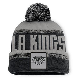 Men's Fanatics Black/Silver Los Angeles Kings Fundamentals Thrive Cuffed Knit Hat with Pom