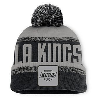 Men's Fanatics Black/Silver Los Angeles Kings Fundamentals Thrive Cuffed Knit Hat with Pom