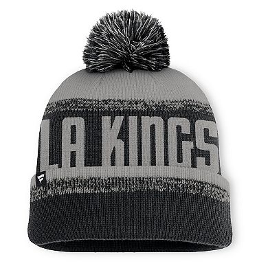 Men's Fanatics Black/Silver Los Angeles Kings Fundamentals Thrive Cuffed Knit Hat with Pom