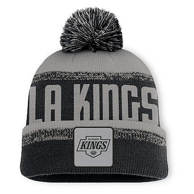 Men's Fanatics Black/Silver Los Angeles Kings Fundamentals Thrive Cuffed Knit Hat with Pom