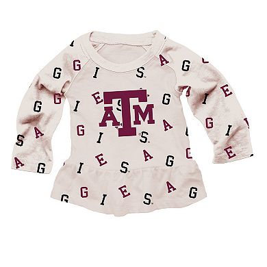 Girls Infant Wes & Willy Oatmeal Texas A&M Aggies Ruffle Raglan Long Sleeve T-Shirt & Leggings Set