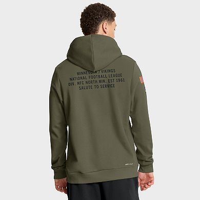 Men's Nike Olive Minnesota Vikings 2025 Salute to Service Sideline Standard Issue Dri-FIT Hoodie