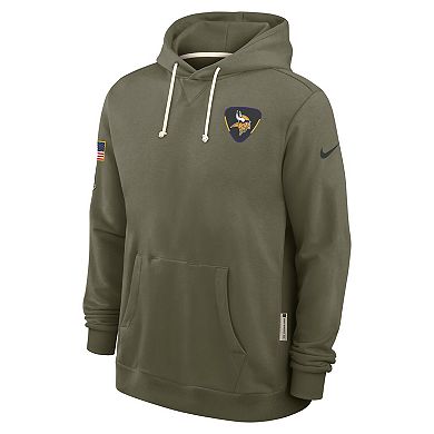 Men's Nike Olive Minnesota Vikings 2025 Salute to Service Sideline Standard Issue Dri-FIT Hoodie