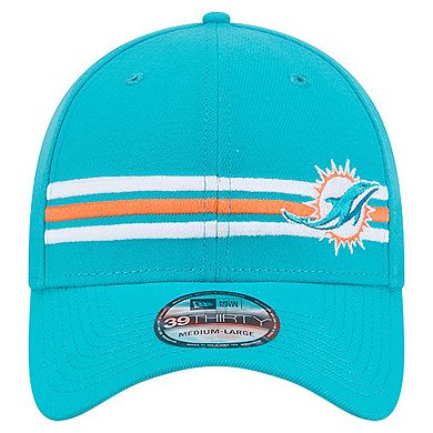 Men's New Era Aqua Miami Dolphins Stripes 39THIRTY Flex Hat