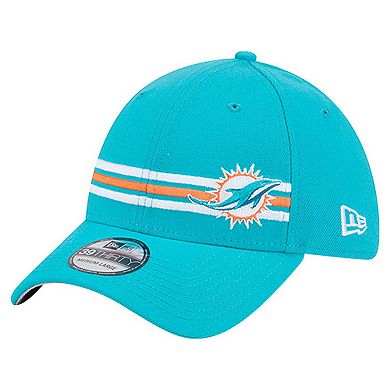 Men's New Era Aqua Miami Dolphins Stripes 39THIRTY Flex Hat