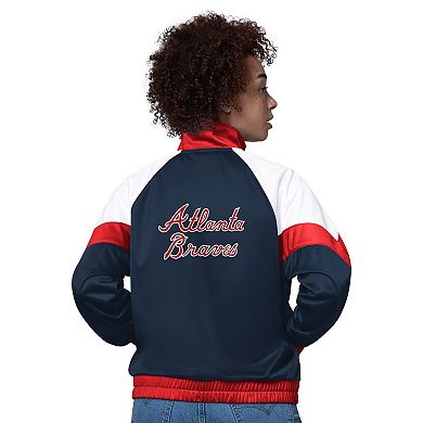 Women's Starter White/Red Atlanta Braves Teamwork Raglan Full-Zip Track Jacket