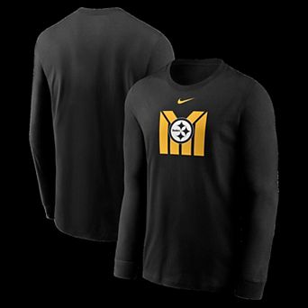 Men's Nike Black Pittsburgh Steelers Team Outline Essential Long Sleeve T-Shirt
